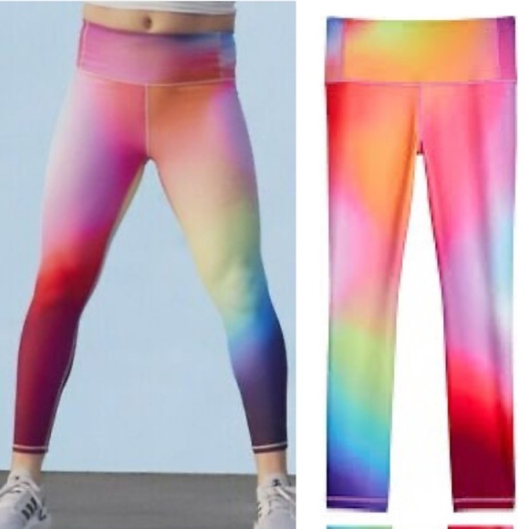 Athleta Love Proudly 7/8 Tight Multi tie-dye rainbow leggings - Picture 1 of 6